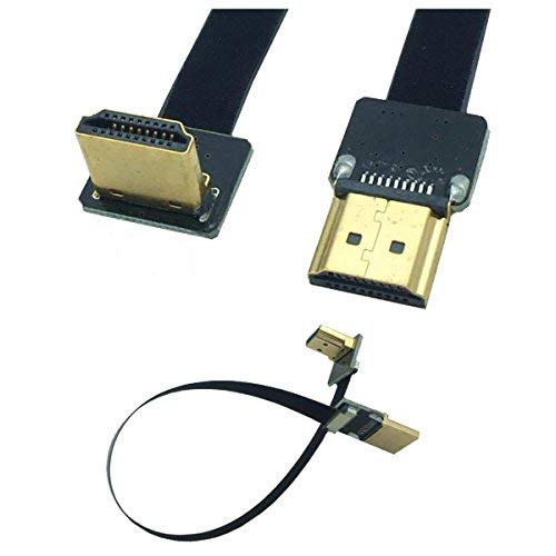 Kework Fpv Cable Hdmi 20 Cm Fpv Hdmi Cable Plano Delgado 90 Grados Hacia Arriba Interfaz Hdmi Macho Estándar A Interfaz Hdmi Macho Estándar Para Red Bmcc Fs7 C300 (Único Hacia Arriba)
