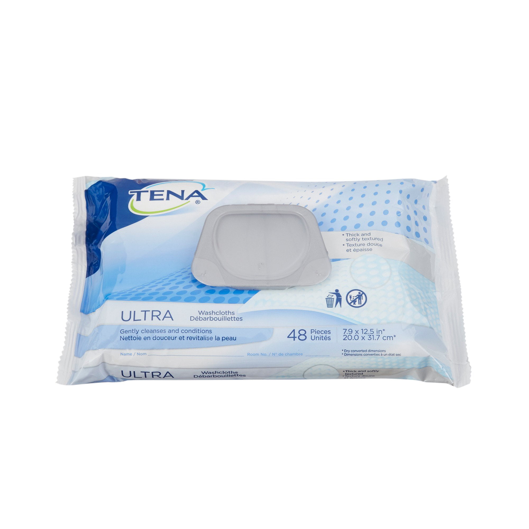 TENA Ultra Bath Soft Wipe Washcloth pack, Scented, 12 Ct, 48 Pack