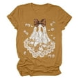 thumbnail image 5 of enyan Ladies Halloween Shirts Ghost Printed Funny Crewneck Short Sleeve Top Pumpkin Graphic T-Shirtfor Autumn Party Yellow,S, 5 of 5