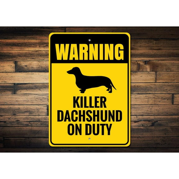 Dachshund Warning Novelty Sign, Metal Wall Decor - 10x14 inches
