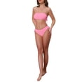 thumbnail image 2 of INSPIRAR CHIC Conjuntos de Bikini de Dos Piezas para Mujeres con Tirantes de Banda y Lazo Lateral, Parte Superior Sin Tirantes y Parte Inferior en Forma de Triángulo, Trajes de Baño, Pequeño, Rosa, 2 of 5