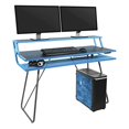 thumbnail image 2 of OSP Home Furnishings Glitch Battlestation Gaming Desk with Bluetooth RGB LED Lights, Blue, 2 of 5