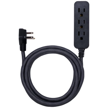 GE Pro Extension Cord, 8ft., 3-Outlet Surge Black/Gray – 41282