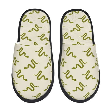 Balery Green Snake Slient Indoor Furry Fleece Comfort House Shoes Soft Non-Slip Home Shoes Cotton slippers House Slippers-- Medium