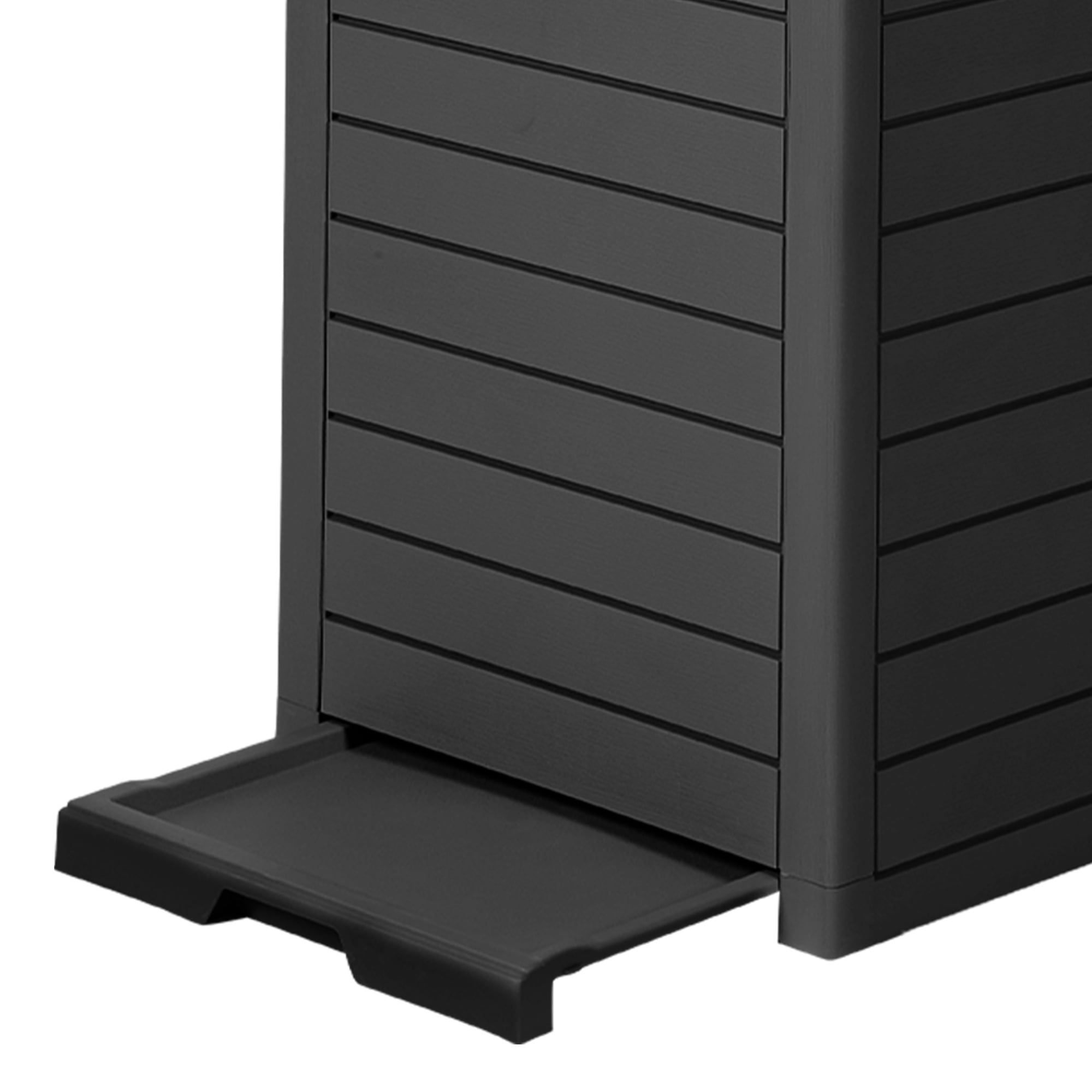 Uforic 31 Gallon Large Outdoor Trash Bin, Waterproof Resin Garbage Can with Lid & Drip Tray, Black Waste Container for Porch & Backyard