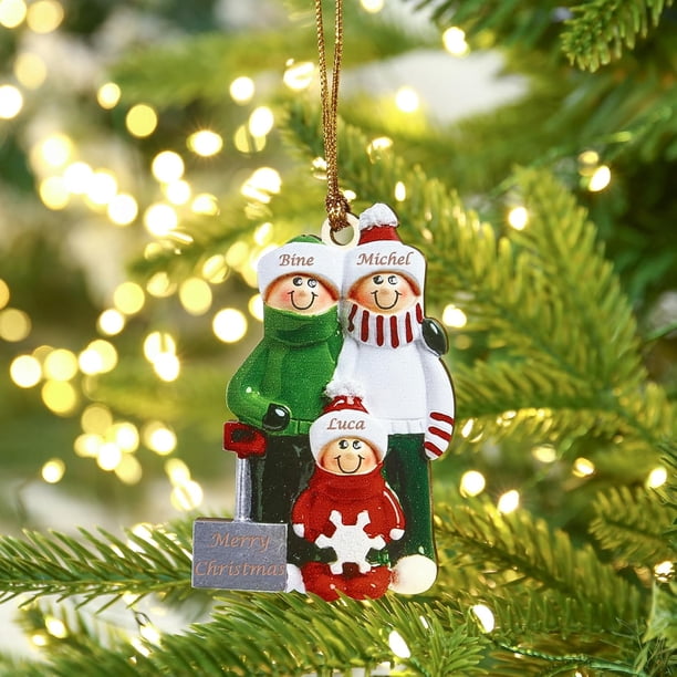 Adornos colgantes de madera personalizados para Navidad 2024, decoración de árbol genealógico con 2 a 8 nombres, regalos personalizables para pareja y familia (3 personas)