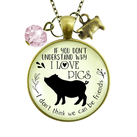 Pig Friendship Necklace Country Farming Animal Gutsy Goodness Adult Bronze Metal Female Jewelry