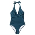thumbnail image 5 of ZJXFGS Women's Swimsuit,Backless Bathing Suit Leopard Print Swimsuits Tie Back Slimming V Neck Swimwear Deep V Wire Push Up Bathing Suit Tankini Tops Navy 2XL, 5 of 7