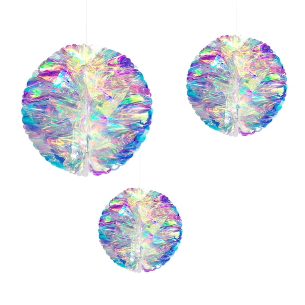 KAKOWELY 3 bolas de nido de abeja de colores para colgar en fiestas, decoración de bodas, suministros para fiestas (15 cm, 20 cm, 25 cm)