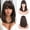 Brown with Highlights, variant on Blonde Bob Wigs with Bangs Shoulder Length Straight Natural Looking Synthetic Heat Resistant Medium Hair Wigs for Women Daily Party, 16 Inch Dirty Blonde