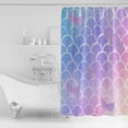 thumbnail image 2 of Mermaid Tail Shower Curtain, 48" x 72", Rainbow Gradient Overlay Waterproof Bathroom Curtain Washable Shower Curtain Set with 12 Hooks, 2 of 6