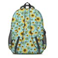 thumbnail image 3 of Sunflower and Leaf Blue Pattern Backpack for School, Cute School Bag with Adjustable Shoulder Straps and Padded Back, 16.9"x12.6"x5.9", 3 of 5
