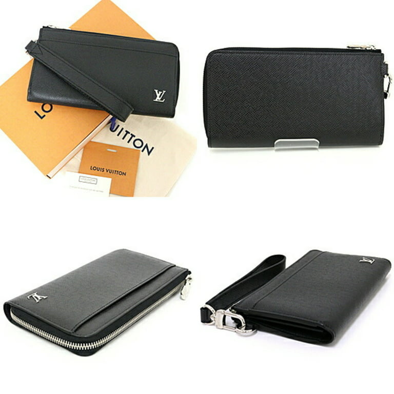 Pre-Owned Louis Vuitton Zippy Dragonne L-shaped zipper long wallet M69409  black silver hardware (Like New) 