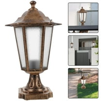 Masteelf Pole Light Outdoor Outdoor Post Lamp European Hexagonal Column Light Waterproof Vintage Patio Lantern For Pathway Fence Gate Garden Enhances Home Security
