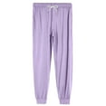 thumbnail image 6 of WTOBBY Men's Comfortable Home Sleep Drawstring Pocket Cuffed Casual Pants Soft Elastic Waist Lounge Men's Trousers,Light Purple XL, 6 of 8