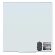 U Brands Floating Glass Dry Erase Board, 35 x 35, White