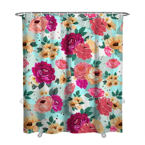 Waterproof Pioneer Shower Curtain 72x84 Inch Polyester Unique Cute Floral Shower Curtain for Bathroom Hotel Home Decor with 12 Plastic Hooks
