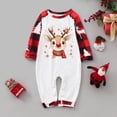 thumbnail image 3 of Matching Christmas Pajamas for Family Graphic Reindeer Casual Letter Printed Crew Neck Long Sleeve Shirts Comfy Plaid PJ Sleepwear Outfits Baby Red 24M, 3 of 6