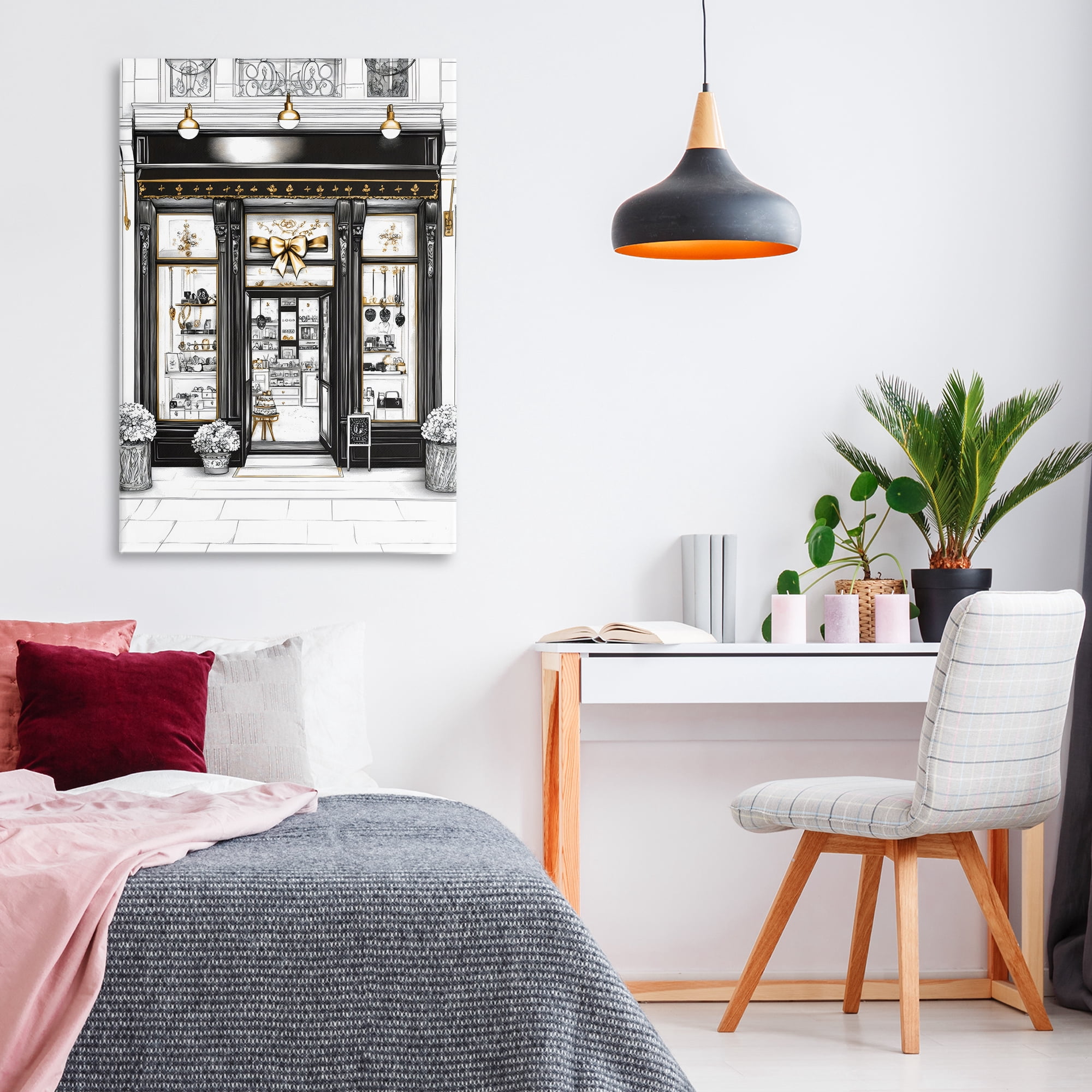 Stupell Industries Glam Paris Shop Facade Canvas Wall Art, design by Petal Prints Design