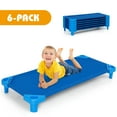 thumbnail image 2 of Costway Pack of 6 Kids Stackable Naptime Cot 52'' L x 23'' W Daycare Rest Mat Blue, 2 of 11