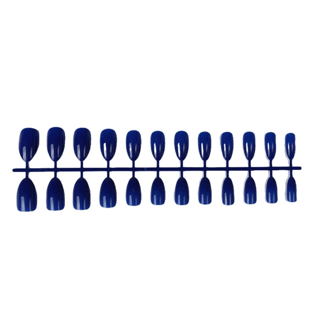 Qarigey 24 Piezas Uñas Postizas DIY Estilo Simple Azul Real