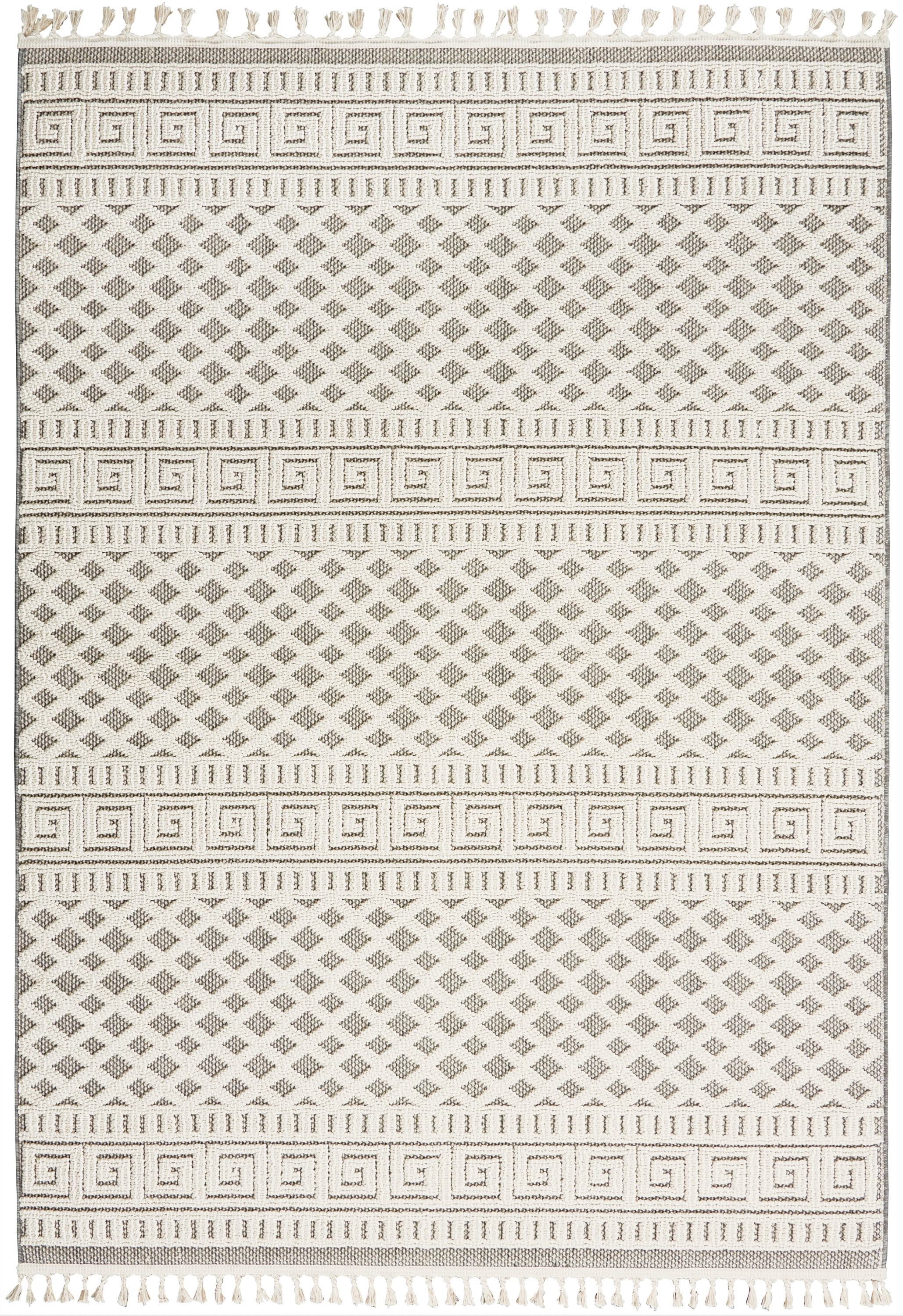 Nourison Paxton Modern & Contemporary Ivory/Grey 4' x 6'2" Area Rug, (4x8)