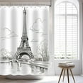 thumbnail image 2 of Eiffel Tower Shower Curtain Paris Shower Curtains for Bathroom Retro Hand-Painted Sketch Style France Scenery Decor Set with 12 Hooks 72x72 inches (B), 2 of 6