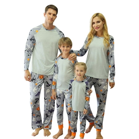 

FOCUSNORM Family Matching Halloween Pajamas Set Stripe Pumpkin Print Holiday Pajamas Sleepwear Dad Mom Baby Girl Boys PJs
