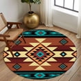 thumbnail image 2 of Round Rugs 5Ft, Turquoise Red Round Area Rug Washable Indoor Throw Carpet, Southwest American Native Abstract Pattern Soft Non Slip Circle Rug for Cabinet Bathroom Home Decor Aesthetic, 2 of 8