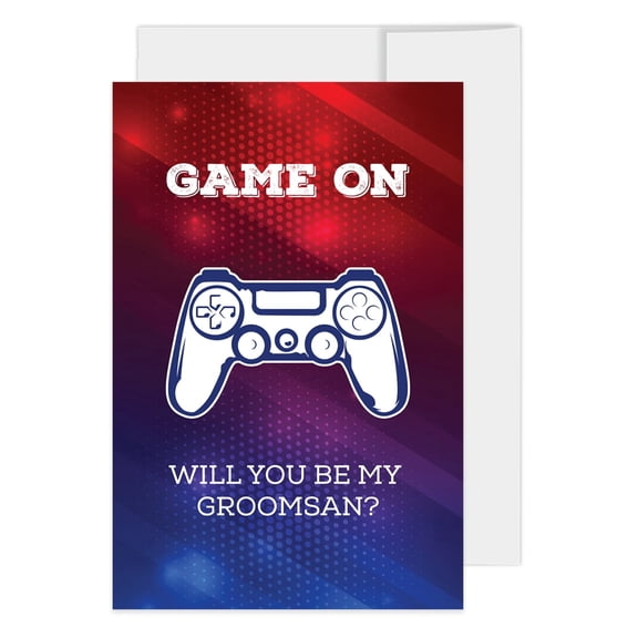 Koyal Wholesale Groomsmen Proposal Cards with Envelopes, Set of 16, Game On Gamer