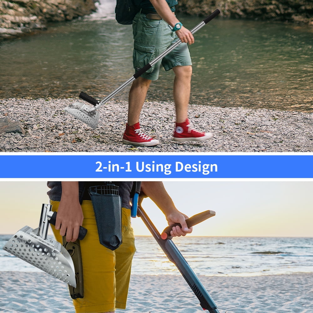 Heavy Duty Sand Scoop for Metal Detecting - Beach Screen Treasure Hunts, Sand Shovels, Metal Detector Detection Accessories, and Digging Tools