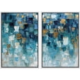 thumbnail image 4 of IDEA4WALL Framed Canvas Print Wall Art Set Teal Abstract Geometric Blue Tones Wall Decor Ocean Landscape Modern Art Colorful Pastel Print Contemporary Relax/Zen for Rooms - 16"x24"x2 White, 4 of 5