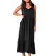 thumbnail image 5 of Lucakuins, vestidos midi de verano para mujer, moda de vacaciones, cuello en V, color sólido, sin mangas, playa, vestido acampanado Lucakuins moda, 5 of 9