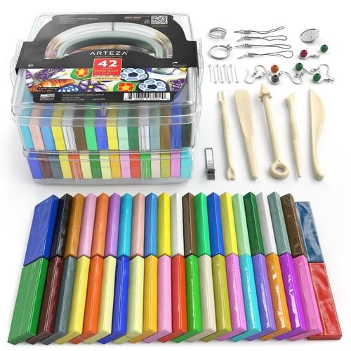 Arteza Polymer Clay Starter Kit, 42 Colors of OvenBake, Baking Clay