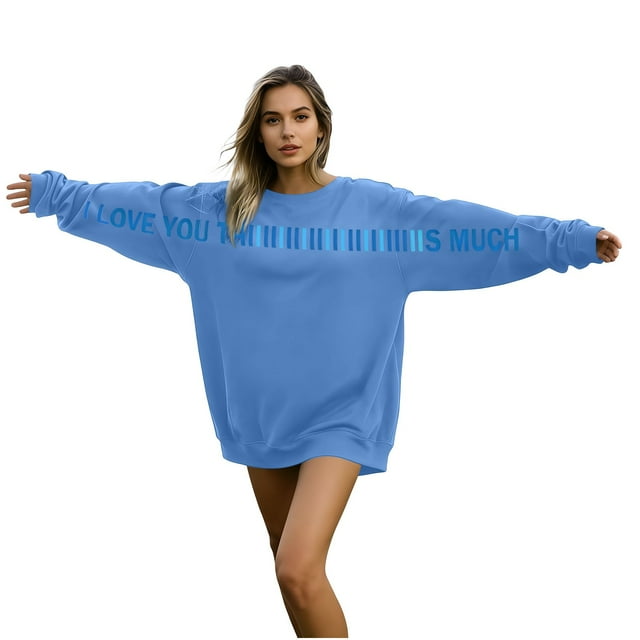Chandails en Molleton pour Femmes, Chandail-Over Imprimé Décontracté à Manches Longues Sans Capuche, Chandail en Molleton pour Femmes
