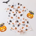 thumbnail image 2 of LEKDFST Womens Halloween Pajamas Set Button Down 2 Piece Pjs Short Sleeve Shorts Sleepwear Lounge Set White L, 2 of 8