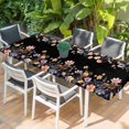 thumbnail image 2 of Black Spring Floral Table Cloths for 8 Foot Rectangle Tables, Elegant Flowers Farmhouse Botanical Patio Waterproof Elastic Fitted Tablecloths, Washable Rectangular Table Cover for Camping, 2 of 8