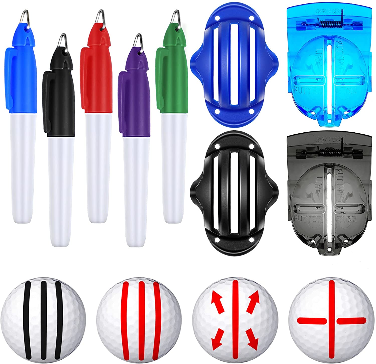 9 Pieces Golf Ball Line Drawing Marking Tool Kit Includes 4 Pieces Golf