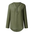 thumbnail image 3 of USSUMA Womens Blouses and Tops Dressy Womens V Neck Casual Blouse Roll-up Sleeve T-Shirts Sexy Chiffon Zipper Up Tunics Tops Plus Size, 3 of 5