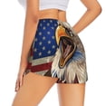 thumbnail image 3 of Bixox Women's Eagle With USA Flags pattern 2 in 1 Running Shorts - Lightweight Athletic Workout Gym Yoga Shorts Liner with Pockets - Small, 3 of 5