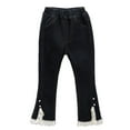 thumbnail image 2 of Bysome Toddler Girls Pants Kids Toddlers Lined Jeans Winter Denim Jeggings Warm Pants Black 3-4 Years, 2 of 7