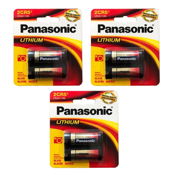 3x Panasonic 6V 2CR5 Photo Lithium Battery Compatible with DL345, DL345A, EL2CR5