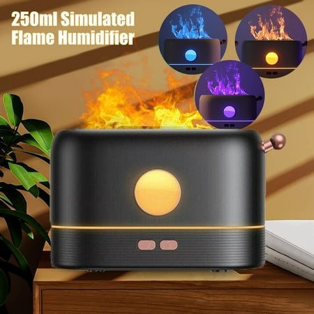 

Xhy Air Humidifier Essential Oil Aromatherapy Diffuser 3D Flame Sprayer USB Noiseless 250ml for Home Office