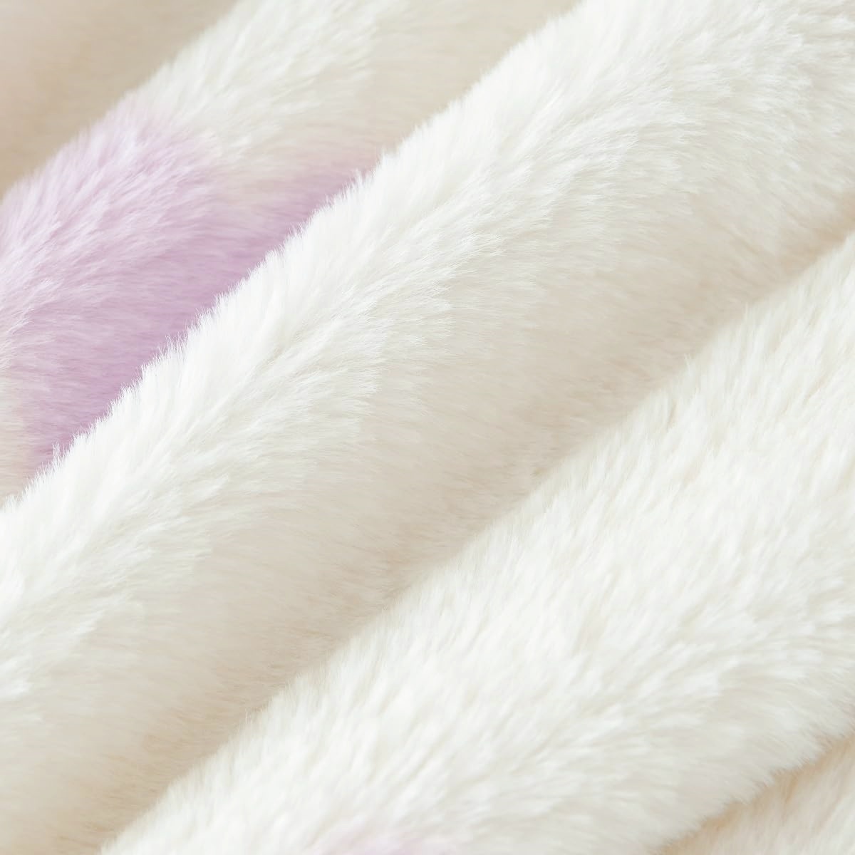 JOLUSERE Fluffy Flannel Duvet Cover Queen Set, 3-Piece Faux Rabbit Fur Luxury Cozy Warm Winter Bedding Set,Purple Heart White