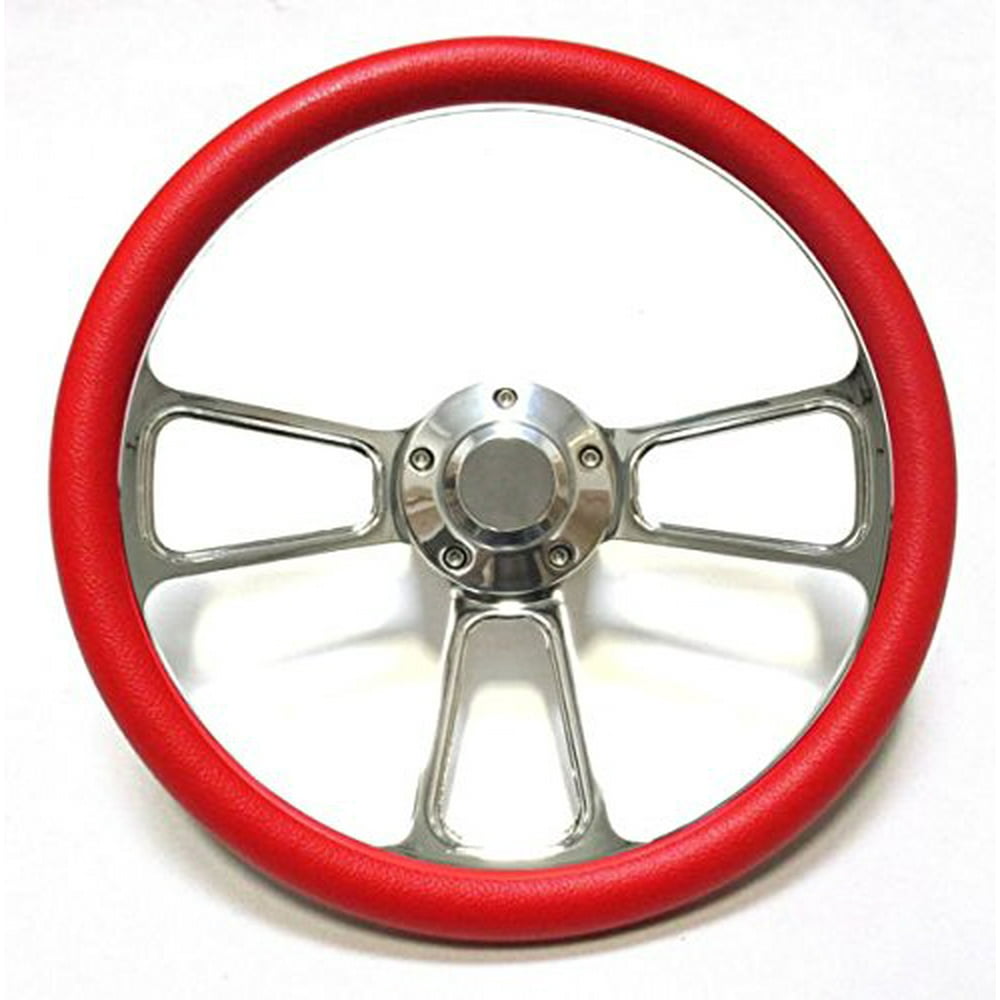 Hot Rod Street Rod Rat Rod Truck Red & Chrome Steering Wheel & Horn