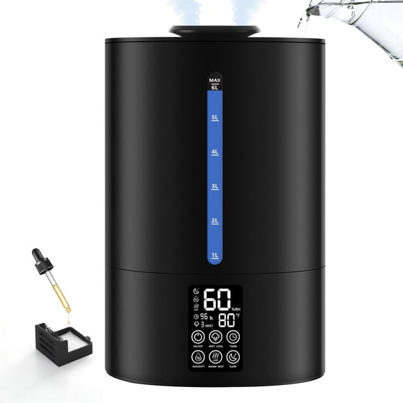 Humidificador Coolfiqu 6 L de niebla fría y caliente, difusor de aceites esenciales
