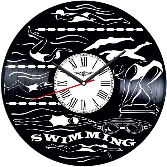 Swimming Vinyl Record Wall Clock Retro style Wall clock Silent Home Decor Unique Art Special Home Accessories Creative Personality Gift