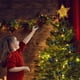 thumbnail image 5 of Lazos para árbol de Navidad, 12 unidades, decoración para fiestas navideñas, 24 x 14 x 0,5 cm, adornos de plástico con estampado dorado para una decoración festiva (negro)., 5 of 8