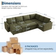 thumbnail image 2 of Sectional Sleeper Sofa with Pull Out Bed, Corduroy Modular Sectional Sofa U Shaped 7 Seat Couch with Pull Out Couch and Storage Seat & Ottoman, Convertible Couches for Living Room, 2 of 8