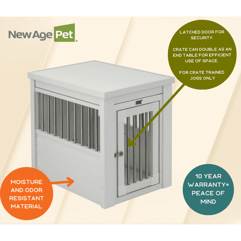 NEWAGEPET アンティークホワイト　XL New Age Pet ECOFLEX® InnPlace Dog Crate & End Table, Indoor